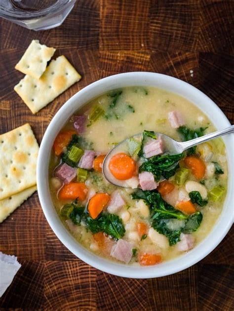 How To Make Ham Kale And White Bean Soup From Dried Beans Garlic And Zest