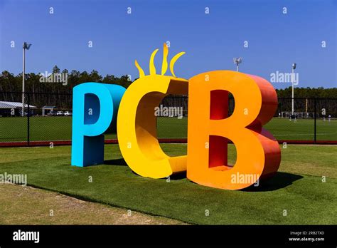Panama City Beach, FL - June 28, 2023: PCB sign at Panama City Beach