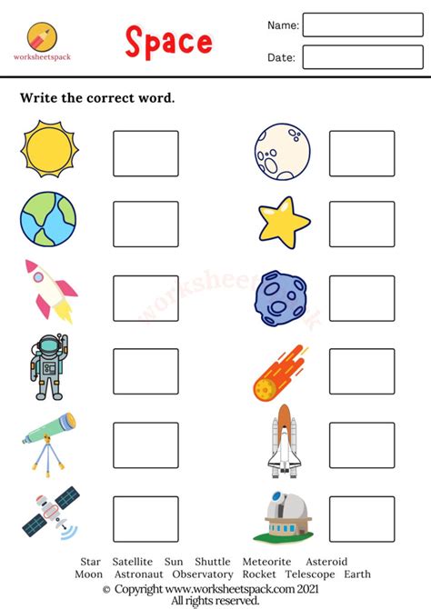 Space Matching Worksheet All Kids Network Worksheets Library