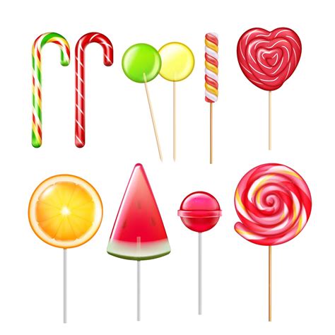 Free Vector Candies Lollypops Various Tastes Shapes Assorted Flavors