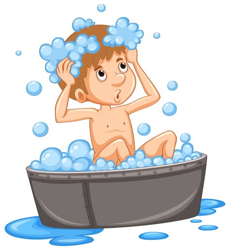 Boy Taking Bath In The Tub Vector Art At Vecteezy