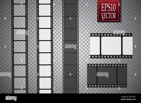 Set Of Vector Film Strip Isolated On Transparent Background Stock