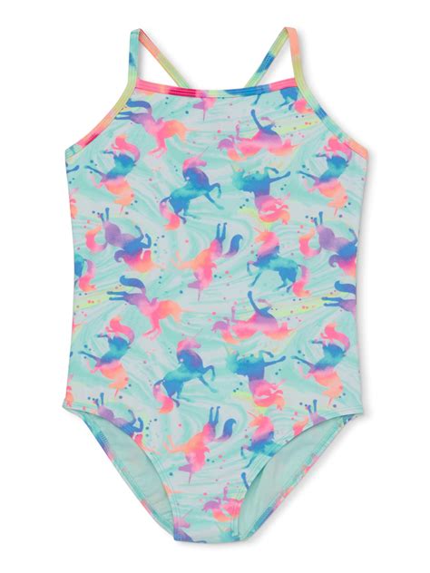 Wonder Nation Girls Printed One Piece Swimsuit With Upf 50 Sizes 4 18