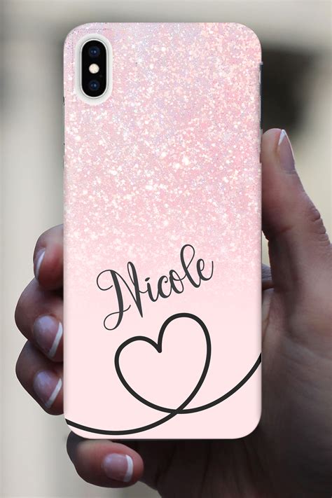Personalised Phone Case Pink Marble Initials Custom Name Soft Silicone