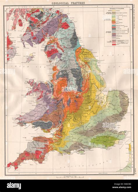 Great Britain Geological England And Wales Geology 1898 Old Antique Map