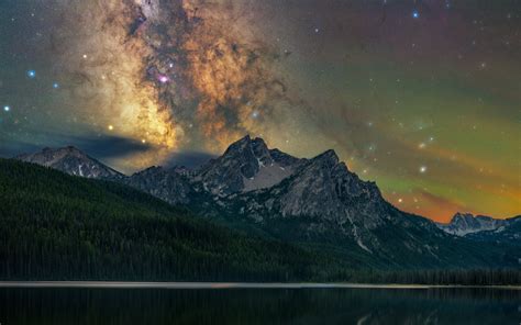 1920x1200 Milky Way Over Winter Mountain Lake 1200p Wallpaper Hd