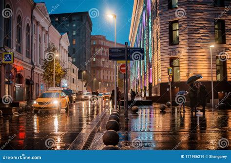 Wet Night City Street Rain Bokeh Reflection Bright Colorful Lights