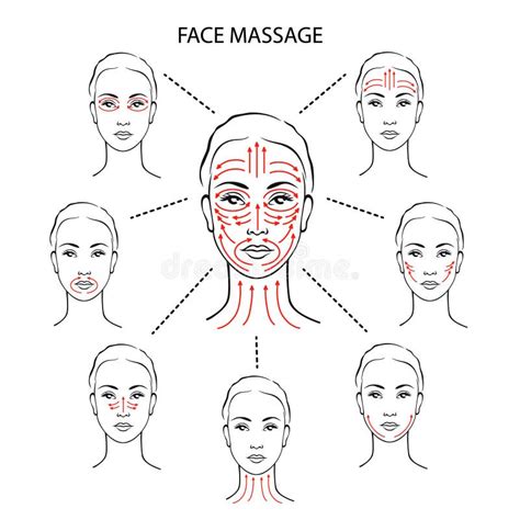 Ensemble D Instructions De Massage De Visage Illustration De Vecteur Illustration Du Quotidien