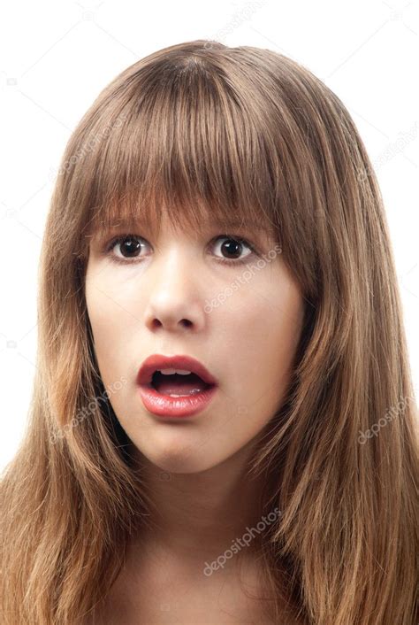 Portrait Of The Beautiful Teenage Girl With Surprised Look On Her Face