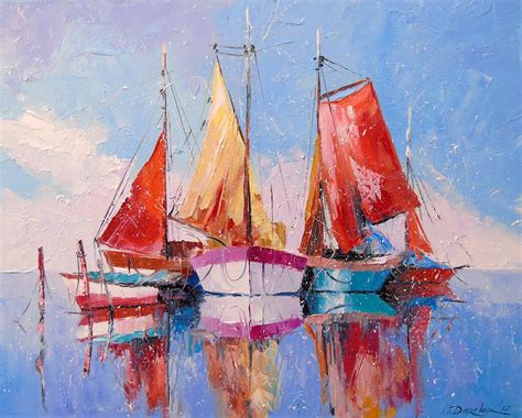Sailboats Painting By Olha Darchuk Fine Art America