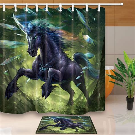 Horse Unicorn Shower Curtain Bathroom Waterproof Fabric And 12hooks