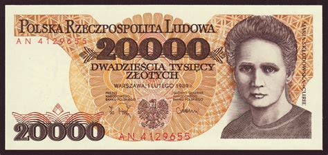 Poland 20000 Zloty Banknote 1988 Marie Sklodowska Curieworld Banknotes