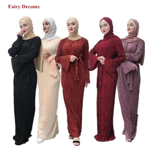 Women Muslim Hijab Dress Fold Black Abaya Moroccan Dubai Turkey Kaftan Turkish Islamic Clothing
