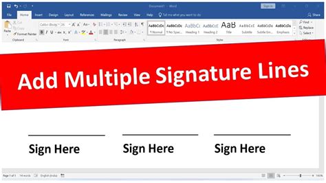 How To Add Multiple Signature Lines In Word Youtube