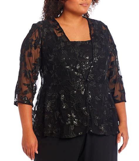 alex evenings plus size 3 4 sleeve embroidered twinset dillard s