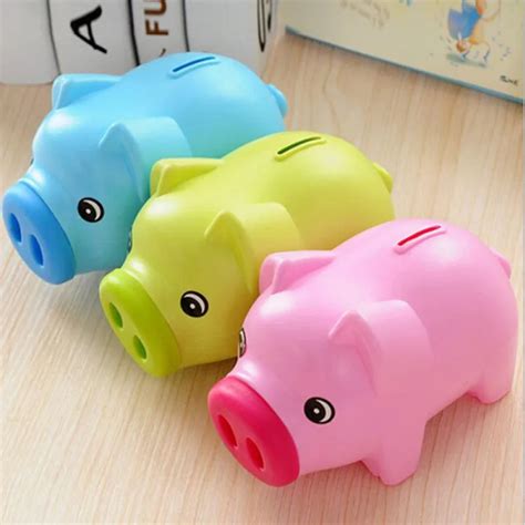 Portable Cute Plastic Piggy Bank Saving Cash Coin Money Box Children