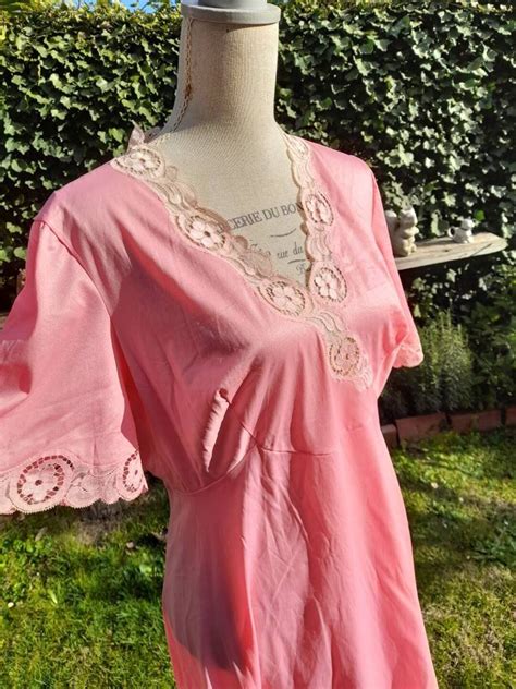 Shabby Chic Nightdress Vintage Pink Nightgown Woman Pink Bride Bride