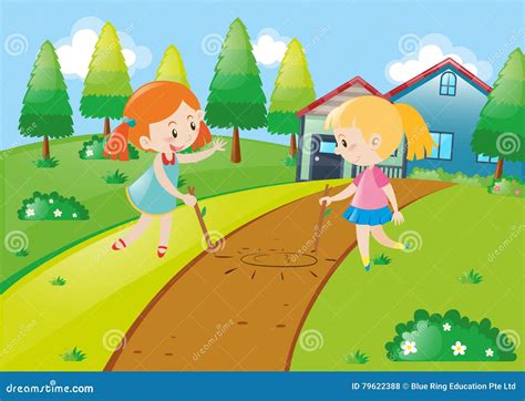 Two Girls Playing At Home Stock Vector Illustration Of Home 79622388