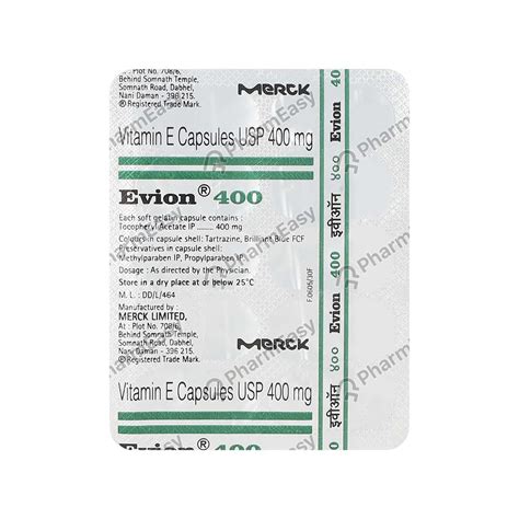 Evion 400 MG Capsule (10) - Uses, Side Effects, Dosage, Composition