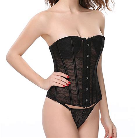 SAYFUT SAYFUT Fashion Women S Gothic Mesh Fabric Hollow Out Overbust Corset Body Shaper