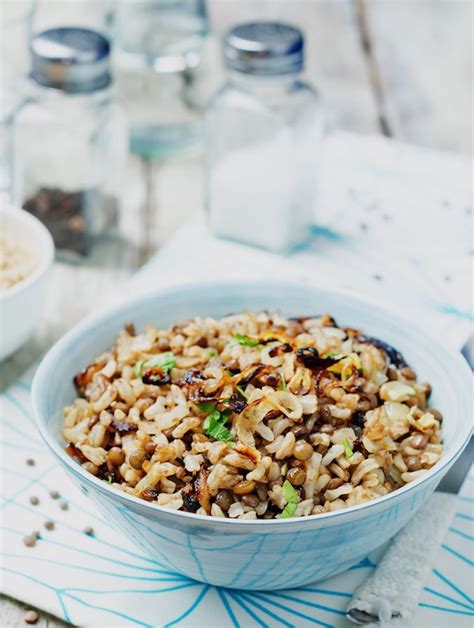 Spoon onto large platter and serve with plain, nonfat yogurt. Mujaddarah (Middle Eastern Rice with Lentils) | Recipe ...