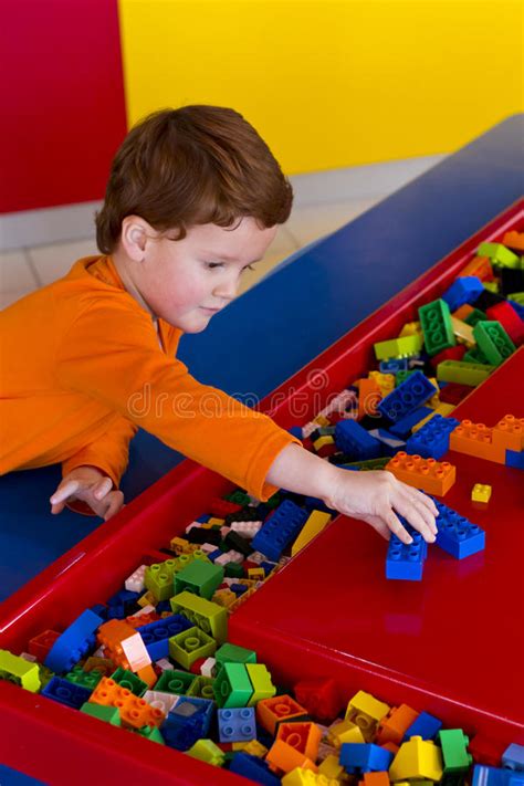 Young Boy Playing With Building Blocks Stock Photo Image Of Blocks