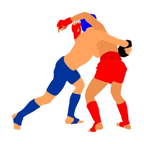 Two Mma Fighters Vector Illustration Isolated White Background Mixed