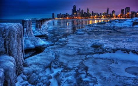 45 Chicago Skyline Winter Wallpaper Desktop Wallpapersafari