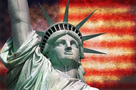 Statue Of Liberty With Usa Flag Stock Photo Image Of Island Liberty