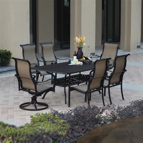 In the case of nylon webbed chairs with aluminum frames, it is normally nylon webbing in an array of colors is abundant in garden centers and home improvement stores. Darlee Monterey Bay 7-Piece Antique Bronze Aluminum Patio ...