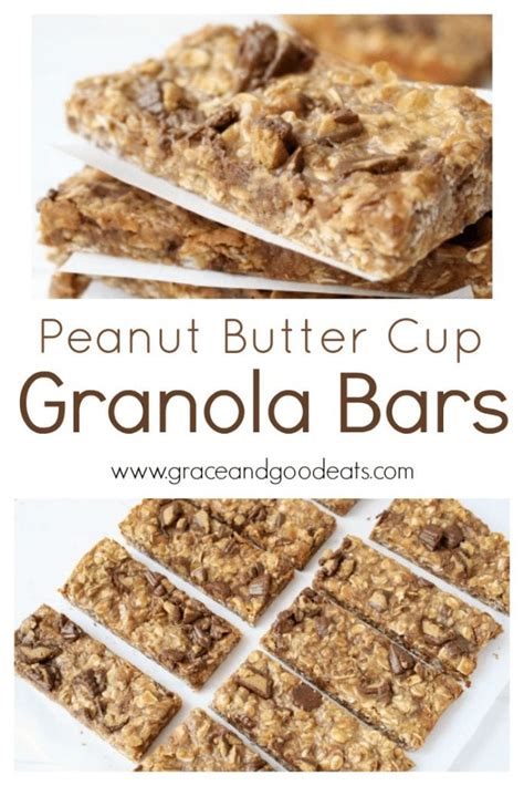 Press the mixture well to hold together and make a dent in the center of each cup. Peanut Butter Cup Granola Bars - Grace and Good Eats