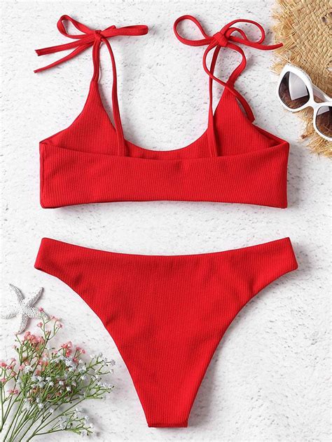 Red Ribbed Lyko Iconic Solta Iconic Bikini Petite Swimwear Bikinis My
