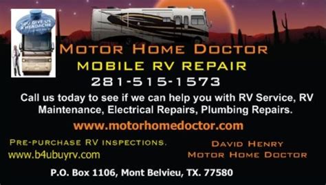 Beat any written estimate by 5%. Motor Home Doctor RV Repair Shop and Mobile RV Service ...