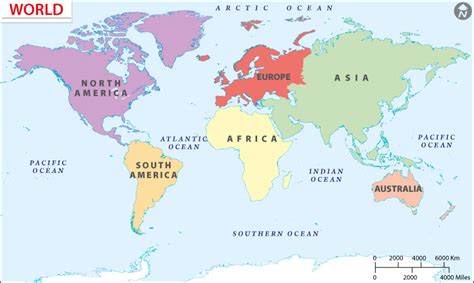 7 Contients Of The World World Continents Map