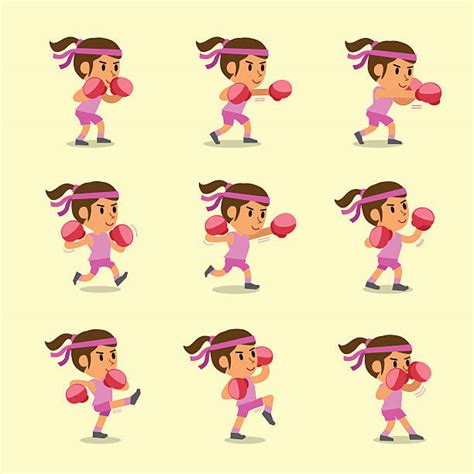 Girl Kickboxing Cartoons Illustrations Royalty Free Vector Graphics