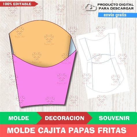 Kit Imprimible Molde Caja Papas Fritas Editable Fondos Super Kit