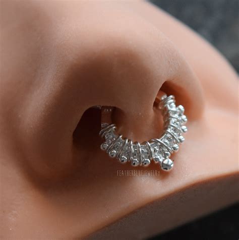 One Sterling Silver Steel G Pin Mm Septum Clicker Etsy Nose