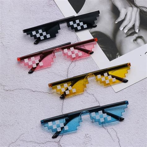 Desain Baru Kacamata Mosaik Lucu Kacamata Hitam Kehidupan Preman Kacamata Hitam Pixel Retro