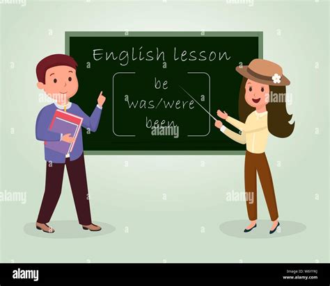 Lecciones De Inglés Flat Ilustración Vectorial Tutor Explicando