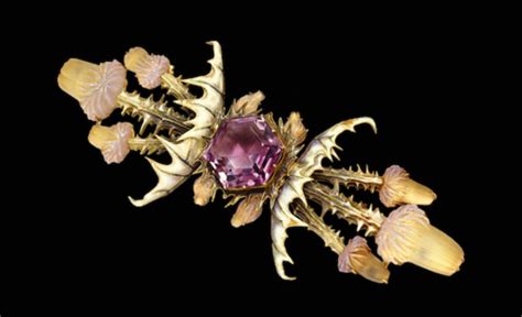 Thistle Brooch Rene Lalique 1860 1945 Circa 1900 Gold Glass