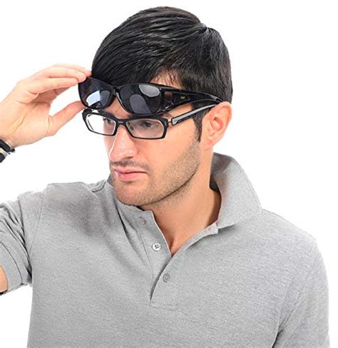 Duco Unisex Wraparound Fitover Glasses Polarized Wear Over Sunglasses 8953 M Size Black Frame