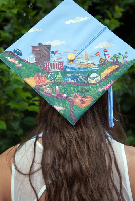 How to paint floral pattern grad cap. Graduation cap decoration provided by fabric paint and 4 ...