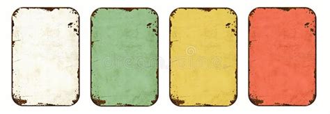 Four Empty Vintage Tin Signs On A White Background Stock Illustration