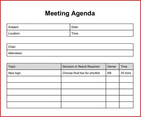 School Team Meeting Agenda Template Professional Template Collections