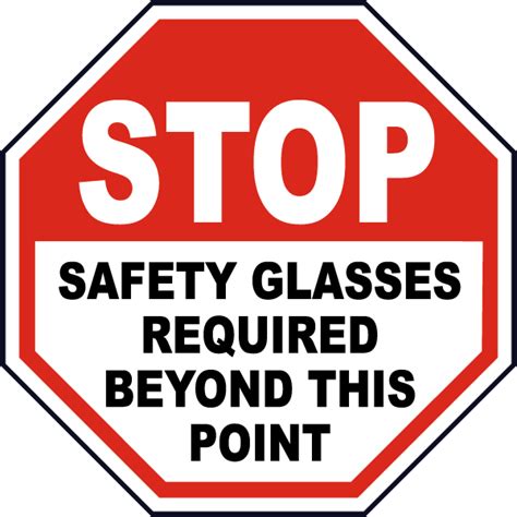 Stop Safety Glasses Required Sign I2033 By