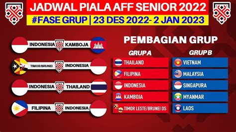 Jadwal Piala Aff Senior 2022 Timnas Indonesia Vs Thailand Piala Aff 2022 Youtube