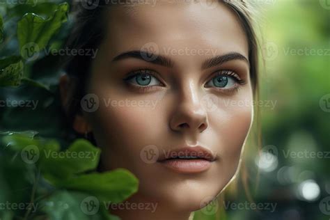 Ai Generated Sensual Beautiful Young Woman With Clean Facial Skin In
