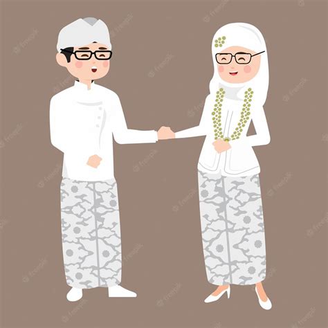 Premium Vector Cartoon Wedding Couple Wearing Traditional Javanese