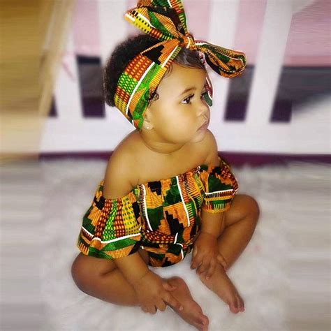 Newborn Baby Girl Clothes Baby Girls African Print Off Shoulder Hair