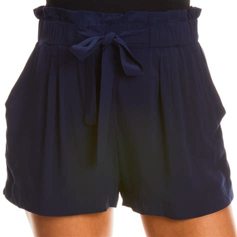 Ambiance Juniors Solid Rayon Challis Paper Bag Shorts Bobs Stores